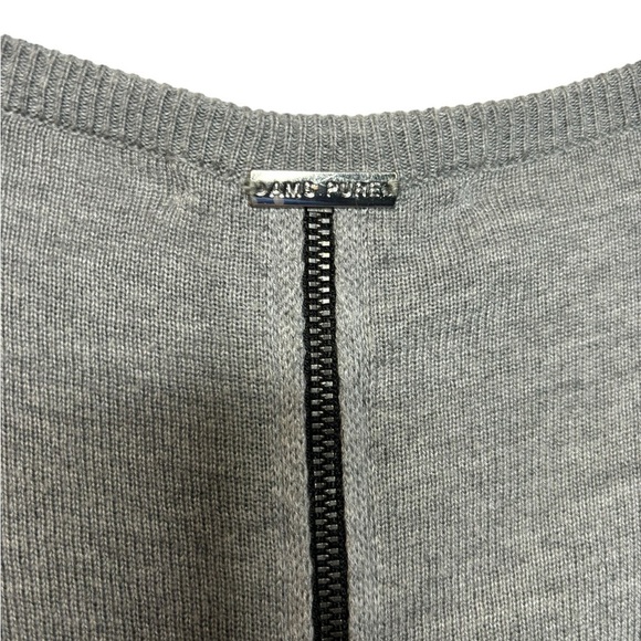 AMS PURE Rivet Sleeve V Neck Color Block Back Zip Cashmere Blend Sweater Size 6 - Picture 8 of 13